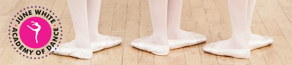 Ballet shoes and th June White Academy logo